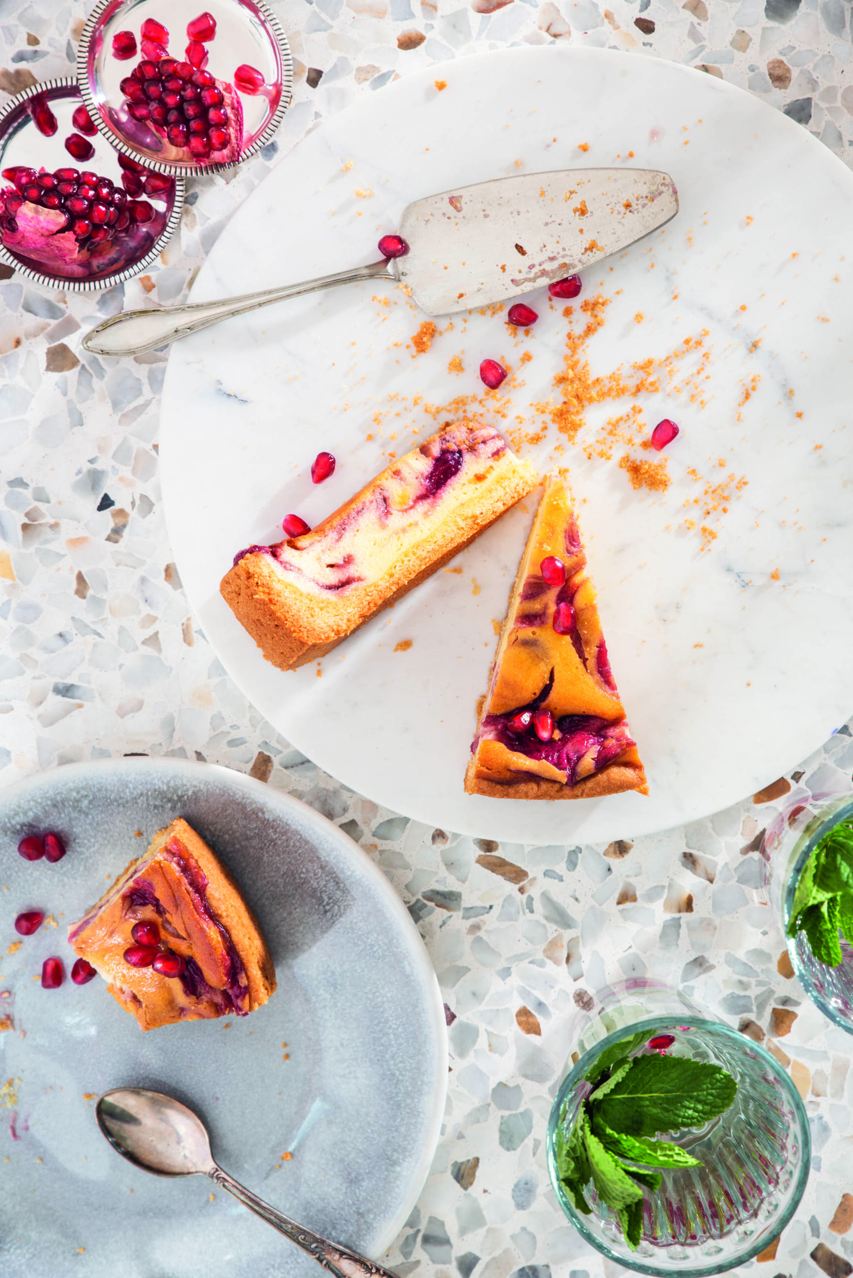 Käsekuchen mit Granatapfel-Gelee