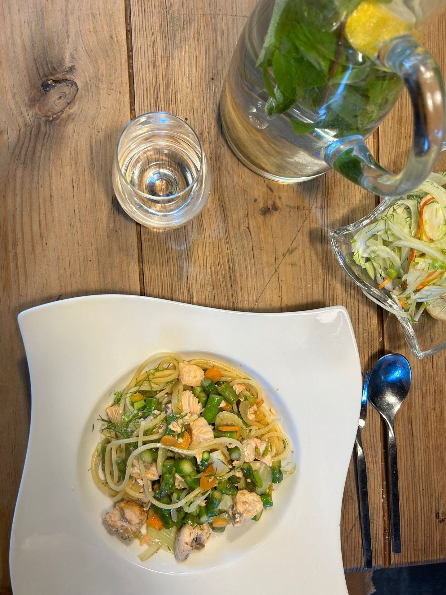 Pasta mit Lachs und grünem Spargel (Rezept von Nicole Staudinger) – Schritt 5